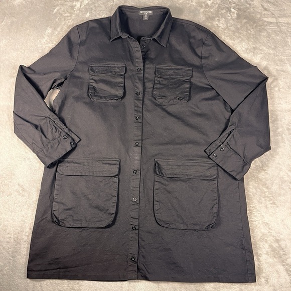 Chico's Jackets & Blazers - Denim Barn Jacket Chore Coat Size 14 Black 4-Pocket